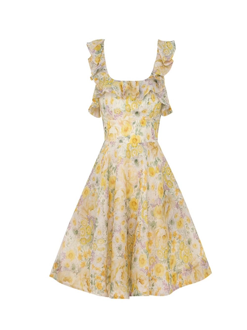 Zimmermann Yellow Floral Ruffle Mini Dress - Picture 6 of 7